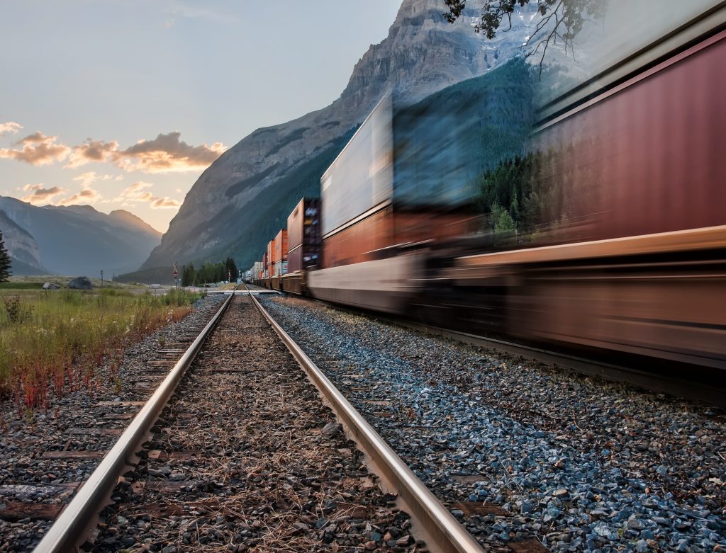 Train carrying freight