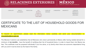 Menaje De Casa for importing household goods into Mexico Menaje De Casa