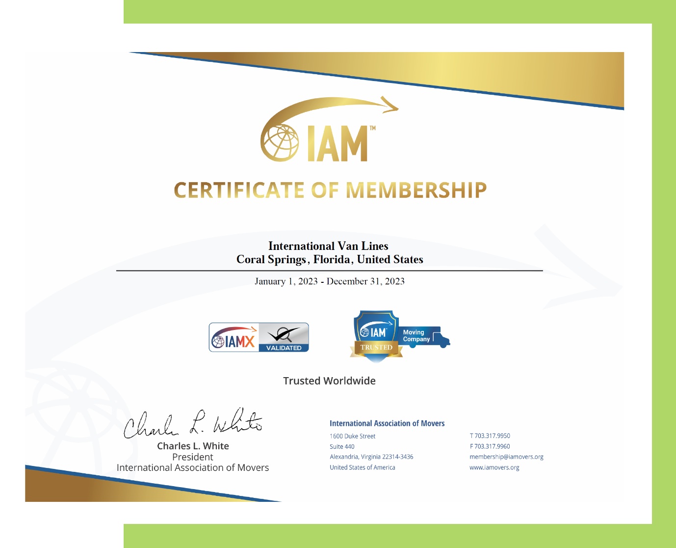 IVL Trusted Mover Certificate